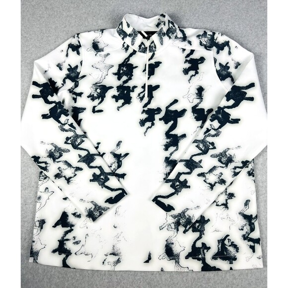 GSTQ Houndstooth Quarter Zip Mens Large Black White Athletic Pullover Streetwear - Picture 2 of 15